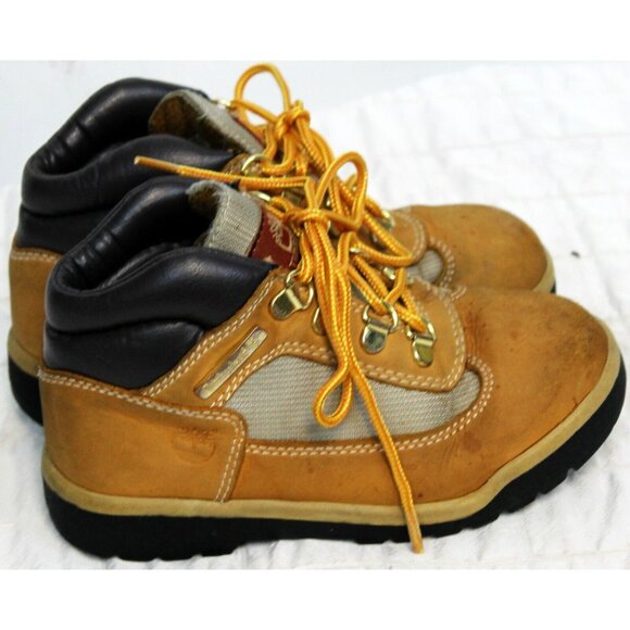 Timberland Hiking Work Boots Kids Little Boys 13 Brown Padded Patterned High Top - Picture 6 of 12